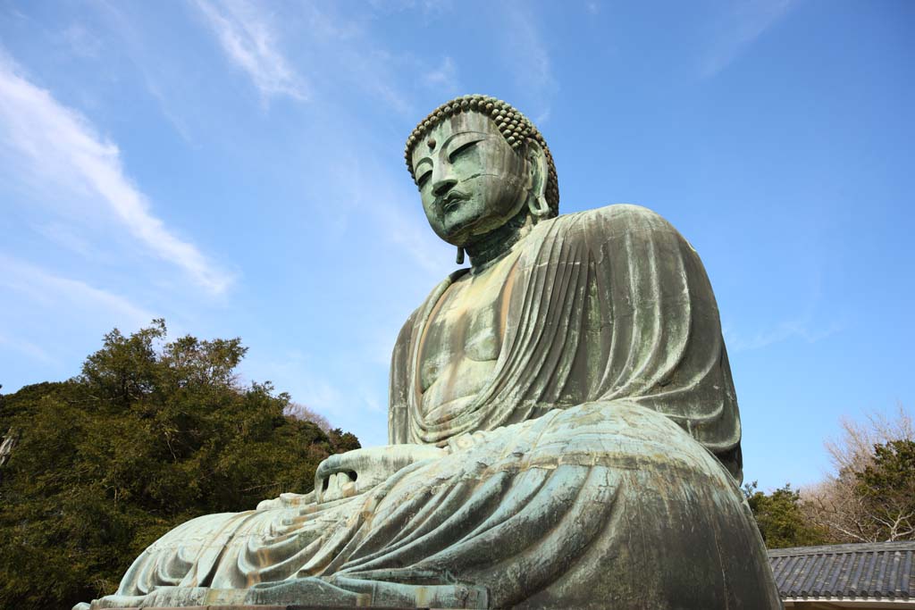 Foto, materieel, vrij, landschap, schilderstuk, bevoorraden foto,Kamakura groot standbeeld van De boeddha, , , Soong trant, Boeddhisme beeldhouwkunst