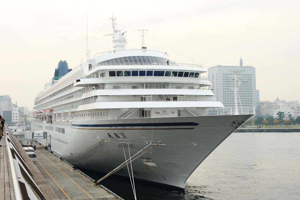 fotografia, materiale, libero il panorama, dipinga, fotografia di scorta,Nave di linea di passeggero lussuosa Asuka II, Il mare, nave, grande banchina, Yokohama