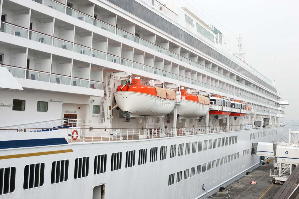 Foto, materiell, befreit, Landschaft, Bild, hat Foto auf Lager,Luxurises Passagierpassagierschiff Asuka IIE, Das Meer, Schiff, groer Pier, Yokohama