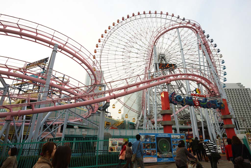 photo, la matire, libre, amnage, dcrivez, photo de la rserve,Yokohama Cosmo monde, Cosmo en chronomtrent 21, visiter des sites pittoresques tache, montagnes russes, Ferris roue