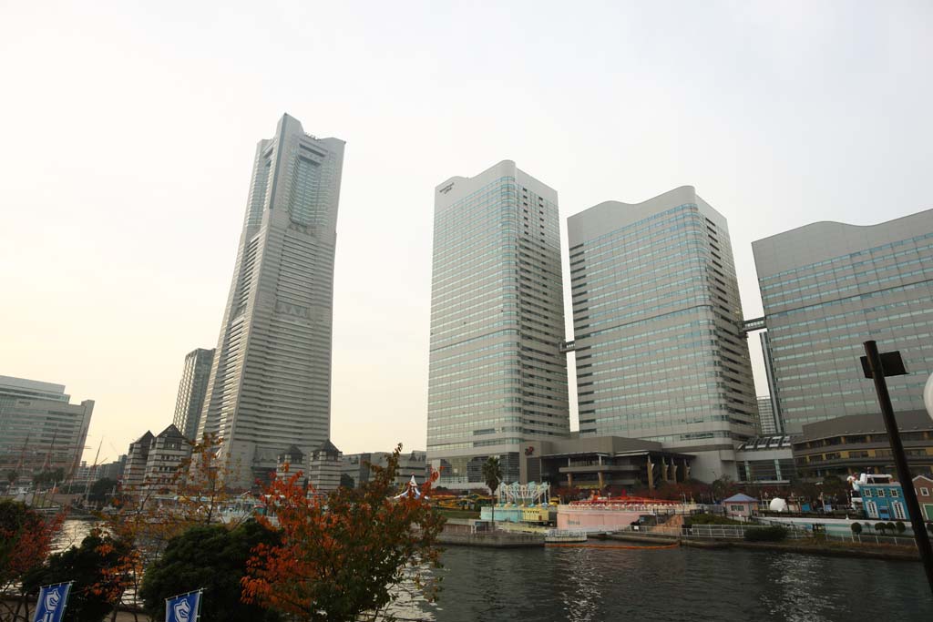 Foto, materieel, vrij, landschap, schilderstuk, bevoorraden foto,Yokohama Minato Mirai 21, Orintatiepunt rijzen, De zee, Een attractiepark, Toekomst boetseren stad