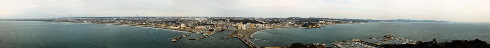 photo,material,free,landscape,picture,stock photo,Creative Commons,The scenery from Enoshima observatory, dike, wave, building, Miura Peninsula