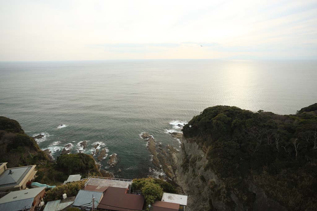 Foto, materiell, befreit, Landschaft, Bild, hat Foto auf Lager,Die Landschaft von Enoshima-Sternwarte, Deich, Welle, Gebude, Miura-Halbinsel