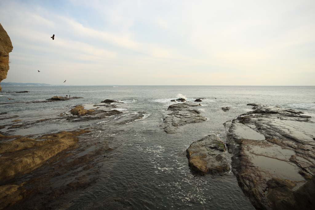 Foto, materiell, befreit, Landschaft, Bild, hat Foto auf Lager,Enoshima Iwaya, felsige Stelle, Strand, Klippe, Hhle