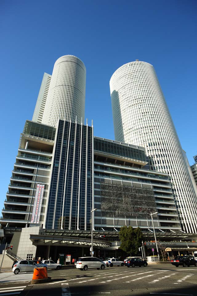 fotografia, material, livra, ajardine, imagine, proveja fotografia,JR Nagoya estao, edifcio de edifcio alto, crculo, Takashimaya, cidade