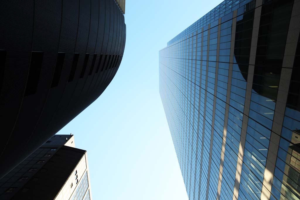 fotografia, materiale, libero il panorama, dipinga, fotografia di scorta,I Nagoya collocano ad angolo retto, edificio a molti piani, Vetro, Io guardo su, citt