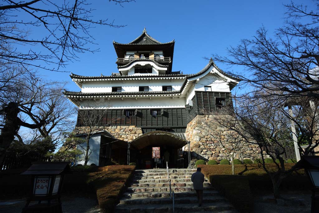 fotografia, material, livra, ajardine, imagine, proveja fotografia,O Inuyama-jo torre de castelo de Castelo, castelo Imperial branco, Etsu Kanayama, castelo, 