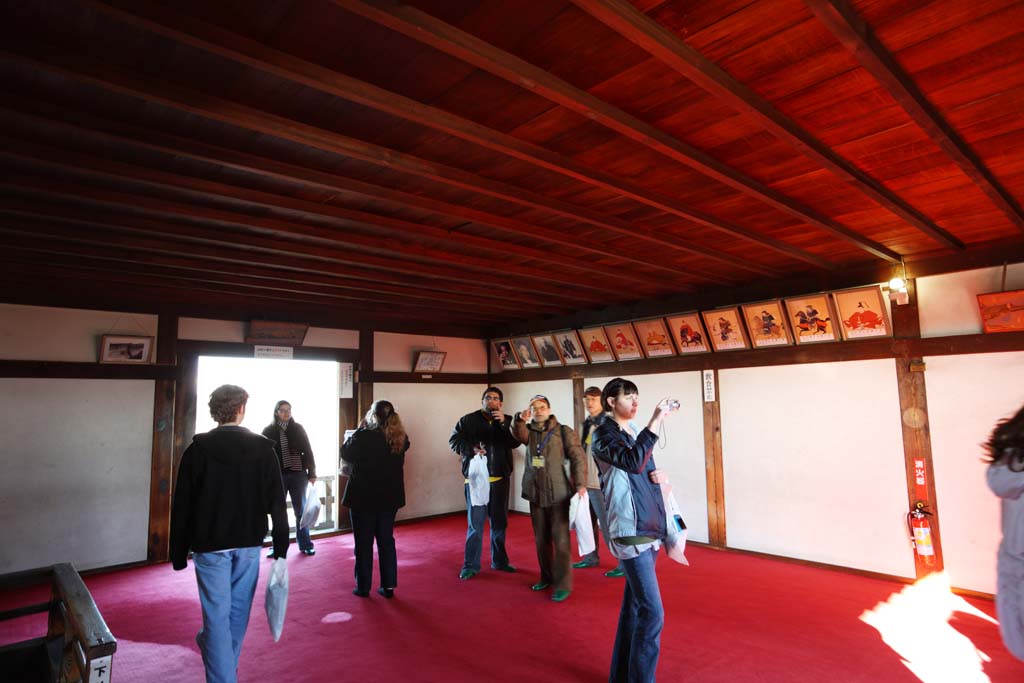 Foto, materiell, befreit, Landschaft, Bild, hat Foto auf Lager,Das Inuyama-jo Burgburgturm, weie Kaiserliche Burg, roter Teppich, Burg, 