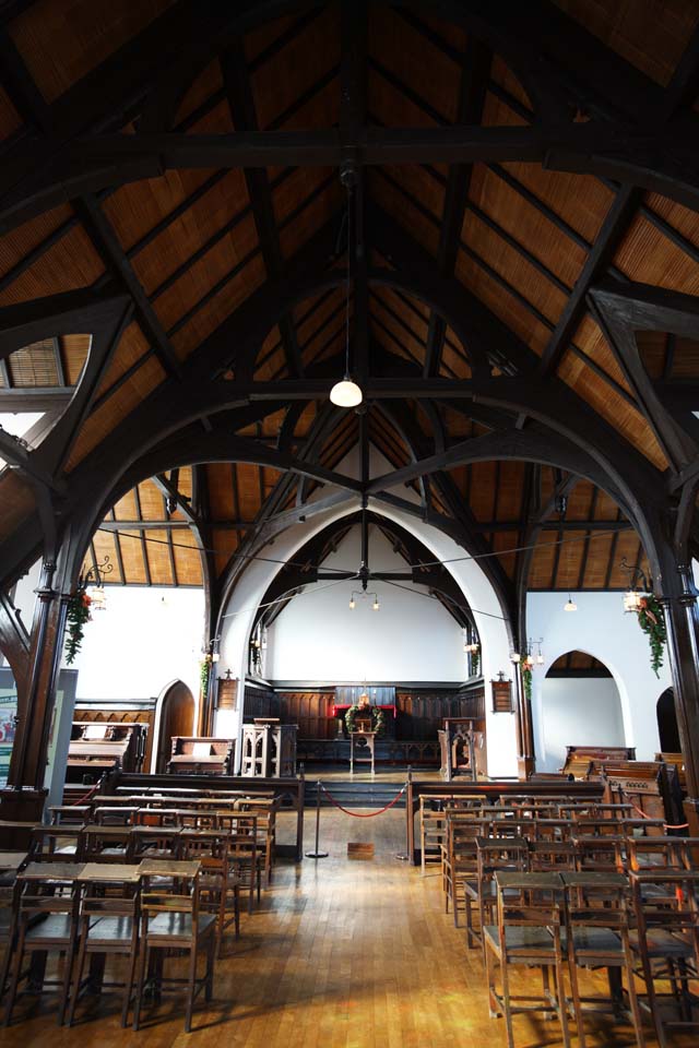 Foto, materiell, befreit, Landschaft, Bild, hat Foto auf Lager,Meiji-mura-Dorf Museum St. John Kathedrale, Ein Organ, Christentum, , Kulturelles Erbe