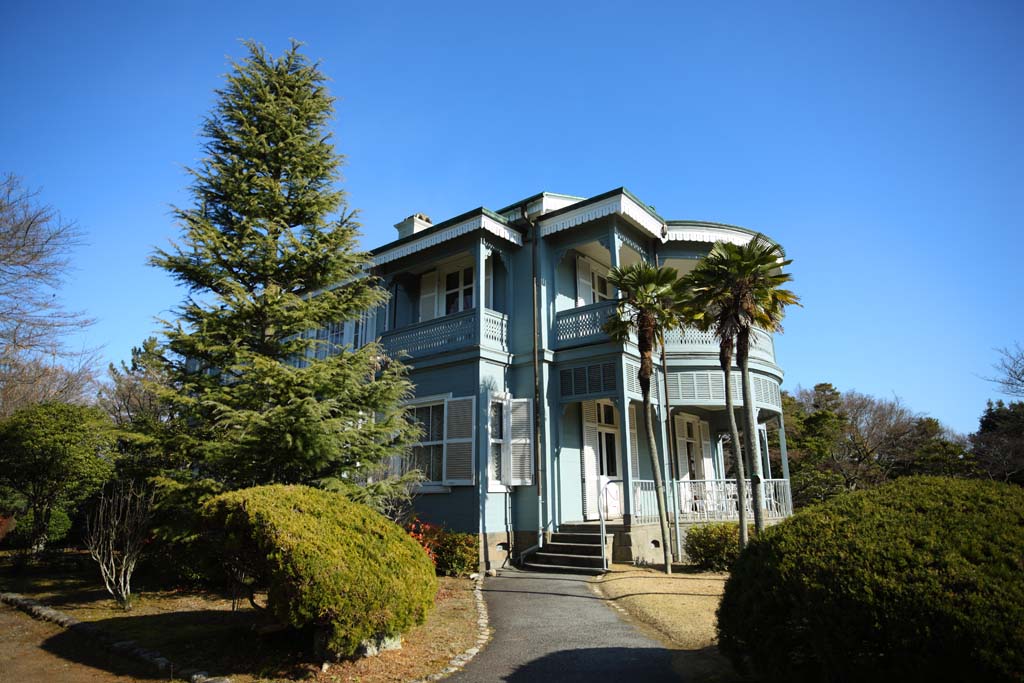 Foto, materiell, befreit, Landschaft, Bild, hat Foto auf Lager,Meiji-mura-Dorf Museum Saigo Juudo's Haus, das Bauen vom Meiji, Die Verwestlichung, West-Stilgebude, Kulturelles Erbe