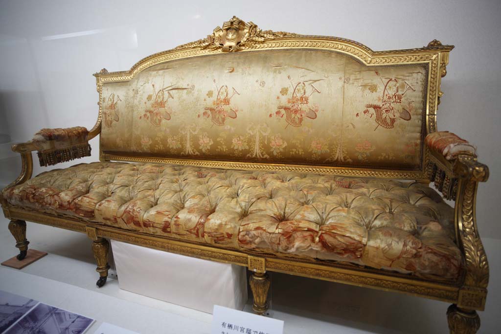 photo, la matire, libre, amnage, dcrivez, photo de la rserve,Muse du Village de Meiji-mura sofa de la Famille Imprial, La famille impriale, L'empereur, Mobilier du de l'ouest-style, Hritage culturel