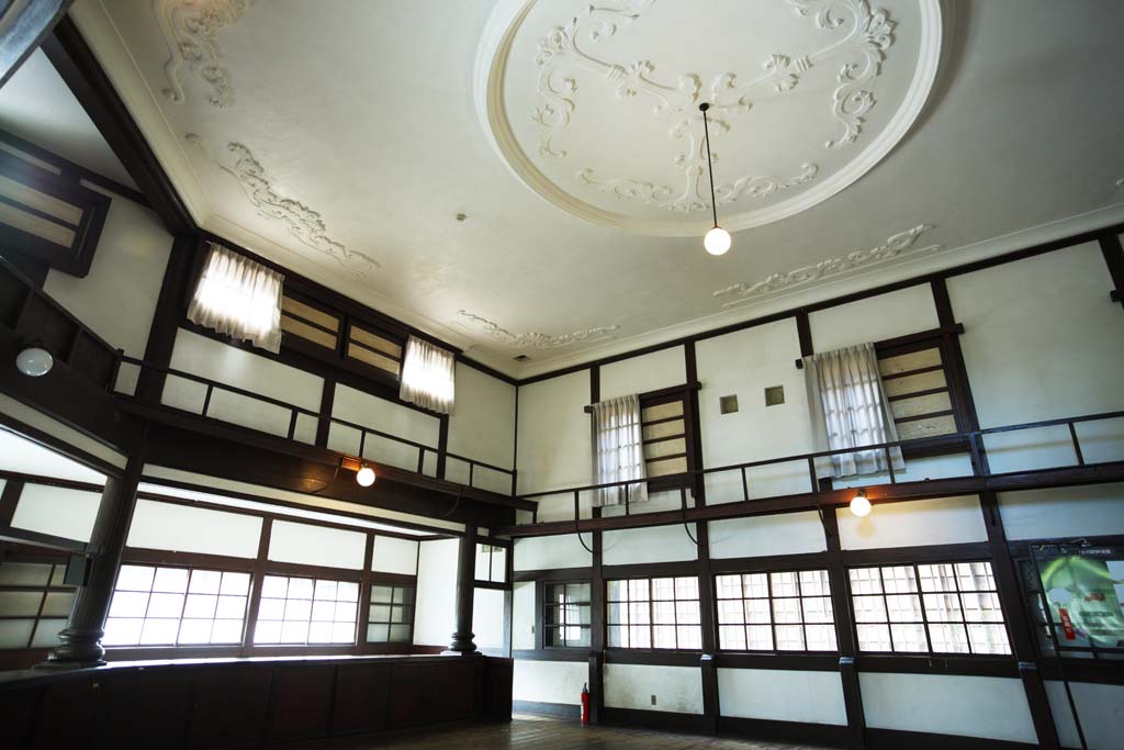 Foto, materiell, befreit, Landschaft, Bild, hat Foto auf Lager,Meiji-mura-Dorf Museum Yasuda Bank Aizu-Zweig, das Bauen vom Meiji, Die Verwestlichung, West-Stilgebude, Kulturelles Erbe