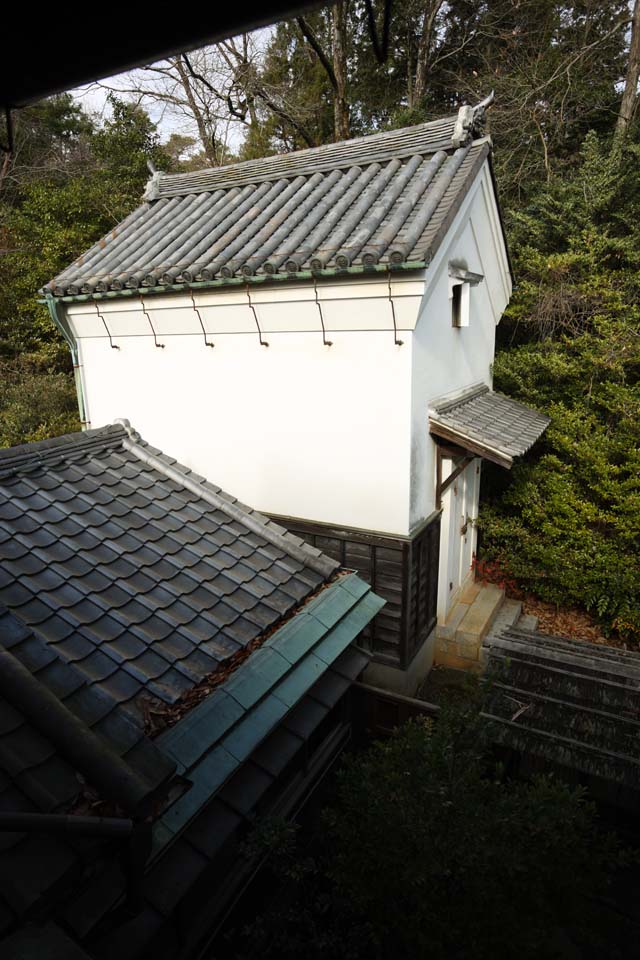 Foto, materiell, befreit, Landschaft, Bild, hat Foto auf Lager,Eine Person des Meiji-mura Village Museum Ostkiefernhaus, das Bauen vom Meiji, Lagerhaus, Das Pflaster, Japanisch-Stilgebude