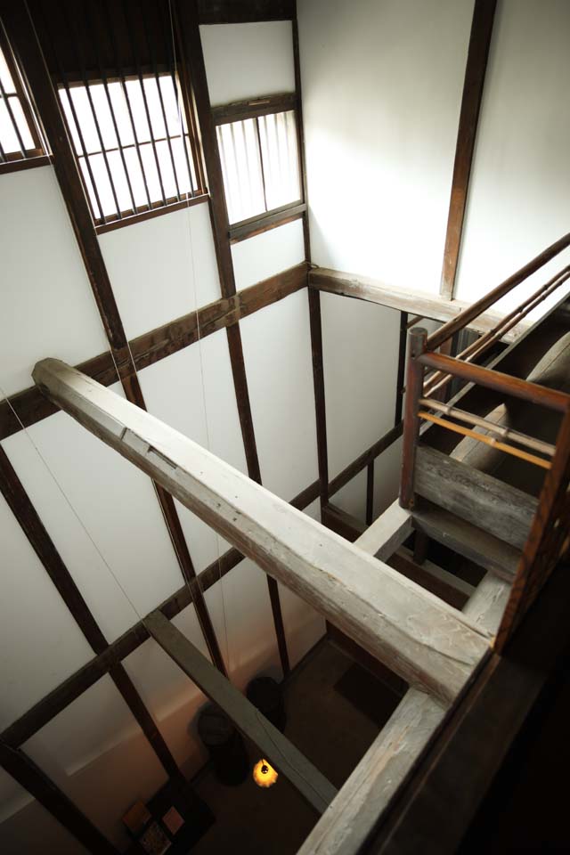 Foto, materiell, befreit, Landschaft, Bild, hat Foto auf Lager,Eine Person des Meiji-mura Village Museum Ostkiefernhaus, das Bauen vom Meiji, Es blst, Balken, Japanisch-Stilgebude