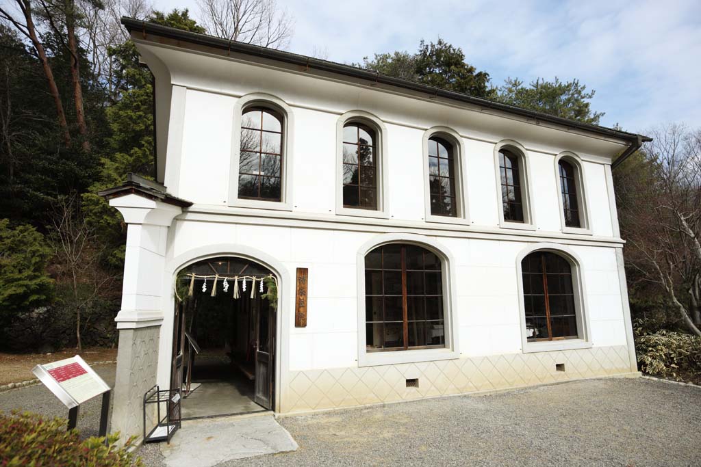 Foto, materiell, befreit, Landschaft, Bild, hat Foto auf Lager,Dr.. Meiji-mura-Dorf Museum Shimizu's Bro, das Bauen vom Meiji, Die Verwestlichung, West-Stilgebude, Kulturelles Erbe