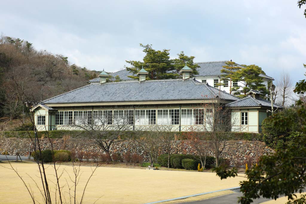 Foto, materiell, befreit, Landschaft, Bild, hat Foto auf Lager,Meiji-mura-Dorf Museum japanische Rote Bse Gesellschaft medizinisches Zentrumsmndel, das Bauen vom Meiji, Die Verwestlichung, West-Stilgebude, Kulturelles Erbe