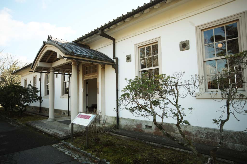 fotografia, material, livra, ajardine, imagine, proveja fotografia,Meiji-mura Aldeia Museu Nagoya guarnio hospital, construindo do Meiji, A ocidentalizao, Hospital de estilo ocidental, Herana cultural