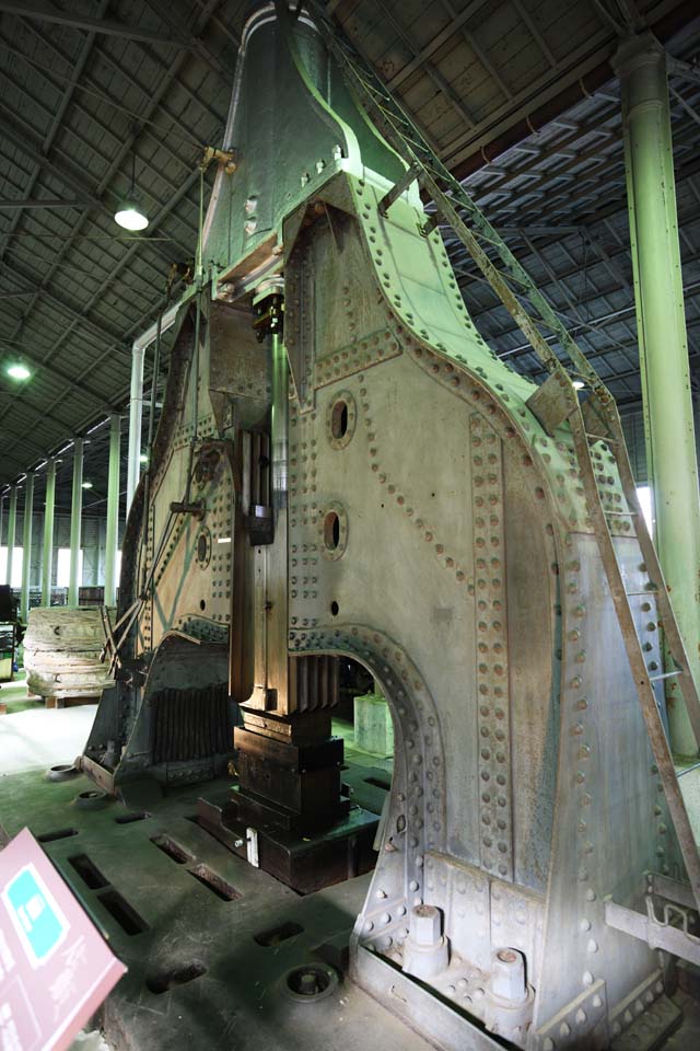 Foto, materiell, befreit, Landschaft, Bild, hat Foto auf Lager,Meiji-mura Village Museum Dampfholzhammer, Maschine vom Meiji, Die Verwestlichung, Fabrik, Kulturelles Erbe