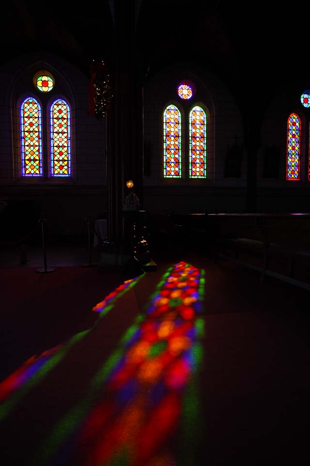 photo,material,free,landscape,picture,stock photo,Creative Commons,Meiji-mura Village Museum St. Xavier Lord of Heaven temple, Stained glass, The Westernization, Western-style building, Cultural heritage