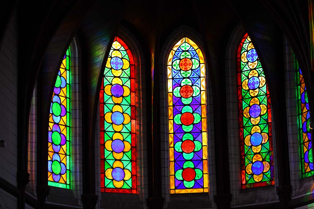 photo,material,free,landscape,picture,stock photo,Creative Commons,Meiji-mura Village Museum St. Xavier Lord of Heaven temple, Stained glass, The Westernization, Western-style building, Cultural heritage