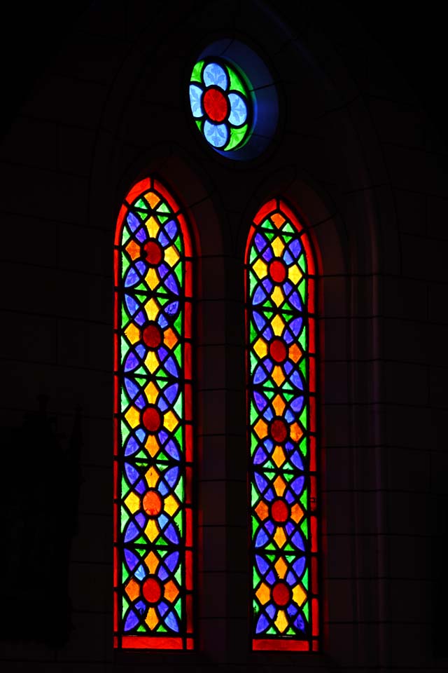 Foto, materiell, befreit, Landschaft, Bild, hat Foto auf Lager,Meiji-mura-Dorf Museum St. Xavier Lord des Himmelstempels, Farbiges Glas, Die Verwestlichung, West-Stilgebude, Kulturelles Erbe