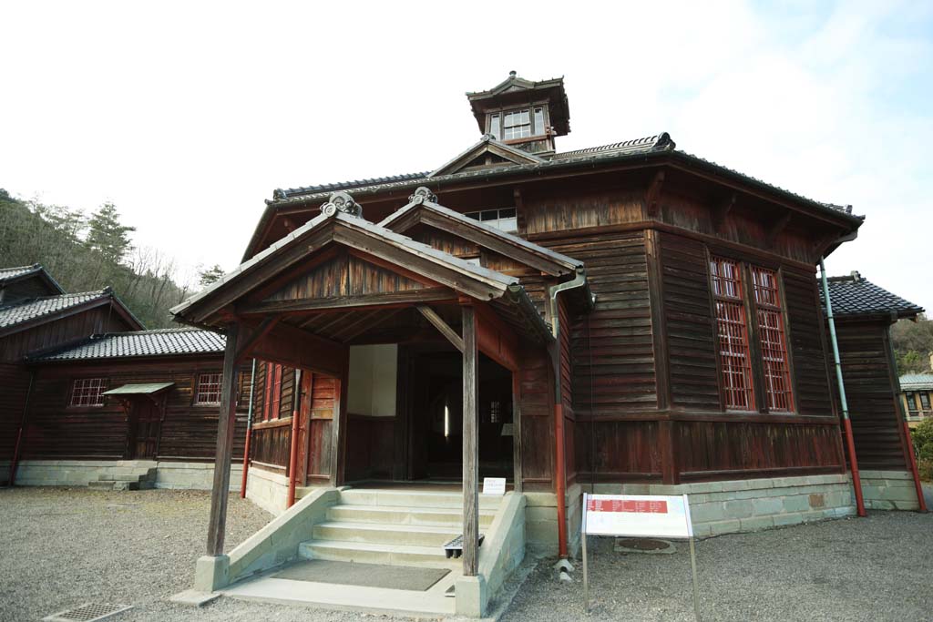 Foto, materiell, befreit, Landschaft, Bild, hat Foto auf Lager,Das Meiji-mura-Dorf Museum Kanazawa Gefngnis zentriert Gefngniswachenstelle / eine Zelle, das Bauen vom Meiji, Die Verwestlichung, West-Stilgebude, Kulturelles Erbe