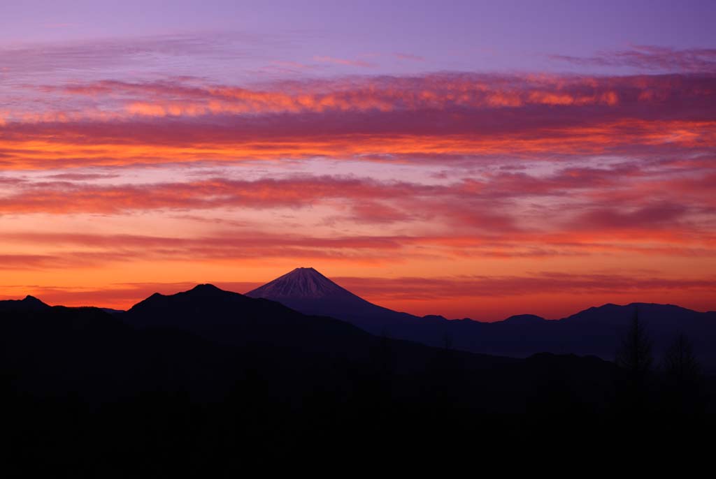 photo,material,free,landscape,picture,stock photo,Creative Commons,The morning of Mt. Fuji, Mt. Fuji, The morning glow, cloud, color