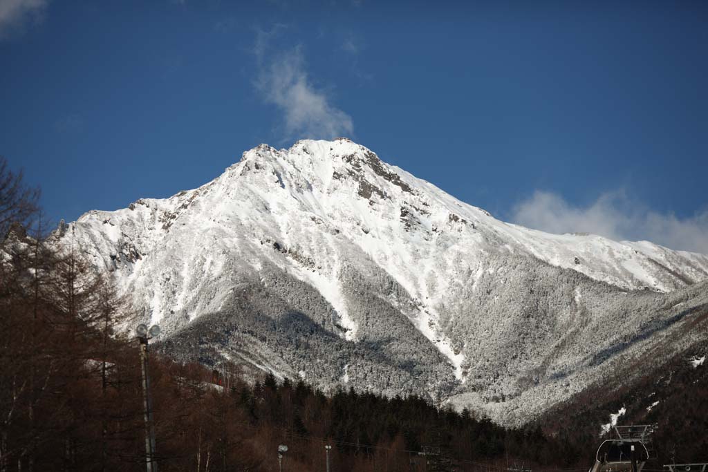 Foto, materiell, befreit, Landschaft, Bild, hat Foto auf Lager,Roter Mt. Yatsugatake, Der Alpen, Bergsteigen, berwintern Sie Berg, Der Schnee