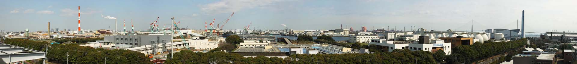 Foto, materieel, vrij, landschap, schilderstuk, bevoorraden foto,Industriegebied heel uitzicht van Kawasaki, Schoorsteen, Fabriek, Werf, Kraan