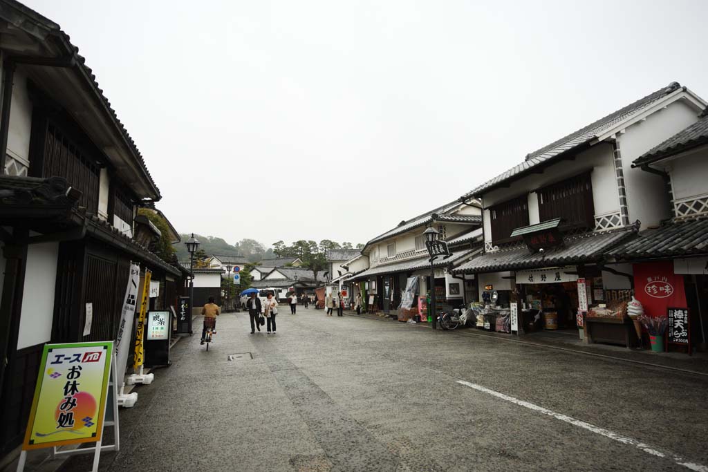 Foto, materieel, vrij, landschap, schilderstuk, bevoorraden foto,Kurashiki gedenkteken winkel, Gedenkteken, Traditie architectuur, Signboard, Muur bedekt met plein tichels en invoegden met de montagevloer wondpleister