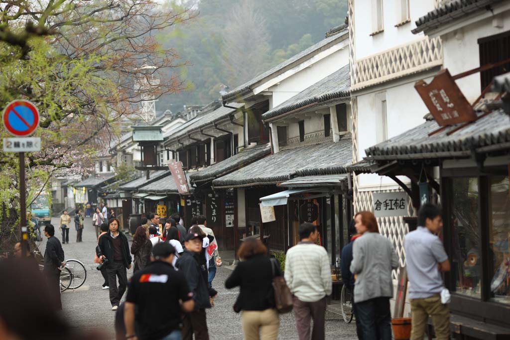 photo, la matire, libre, amnage, dcrivez, photo de la rserve,Magasin de souvenir Kurashiki, souvenir, Architecture de la tradition, enseigne, le mur a couvert des carreaux carrs et articul avec pltre lev