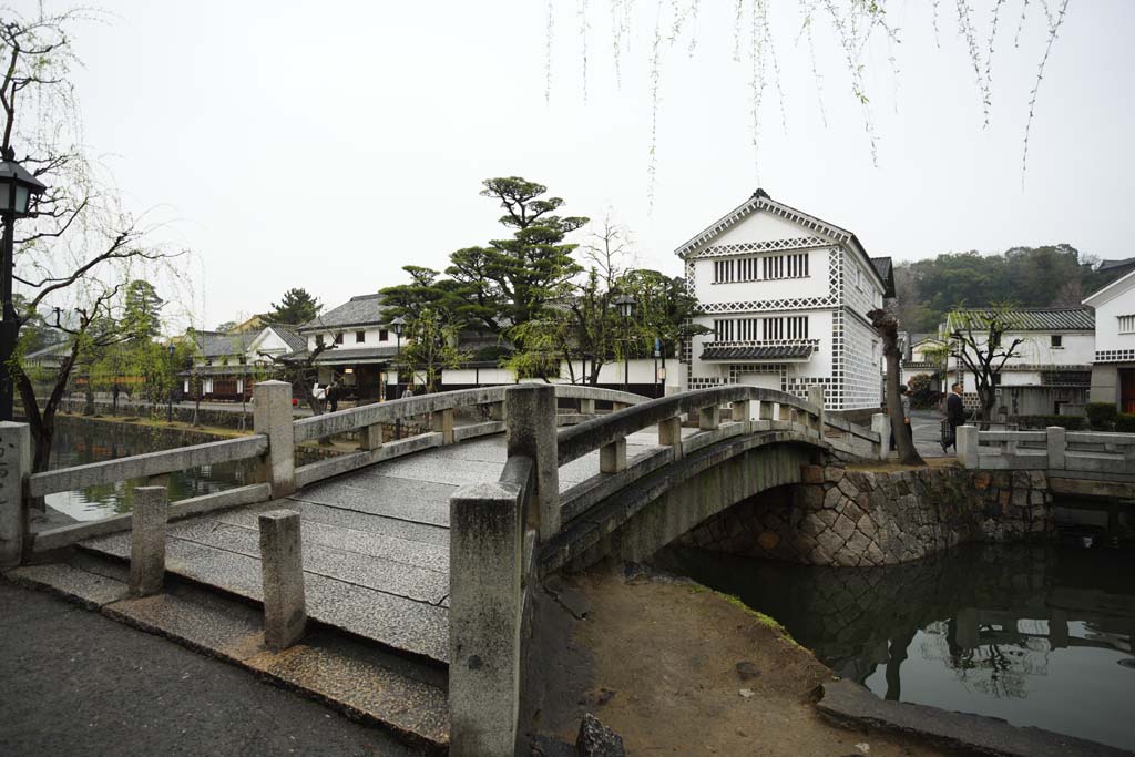 photo, la matire, libre, amnage, dcrivez, photo de la rserve,Kurashiki Nakahashi, Culture traditionnelle, pont de pierre, saule, L'histoire