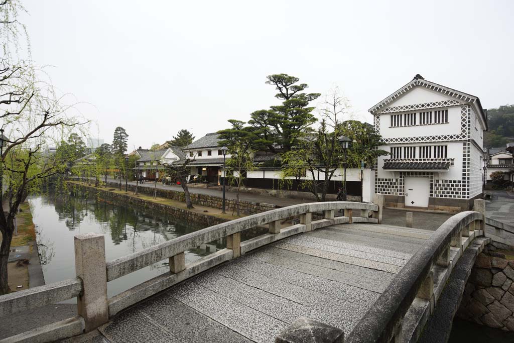 Foto, materiell, befreit, Landschaft, Bild, hat Foto auf Lager,Kurashiki Nakahashi, Traditionelle Kultur, steinigen Sie Brcke, Weide, Die Geschichte