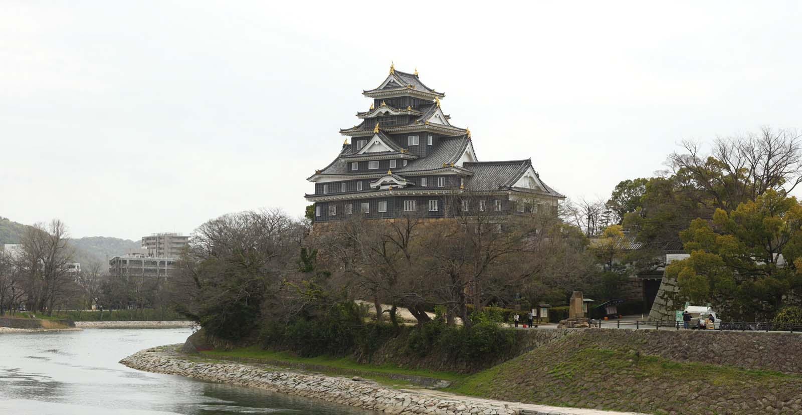 fotografia, material, livra, ajardine, imagine, proveja fotografia,Okayama-jo Castelo, castelo, A torre de castelo, Castelo de corvo, 