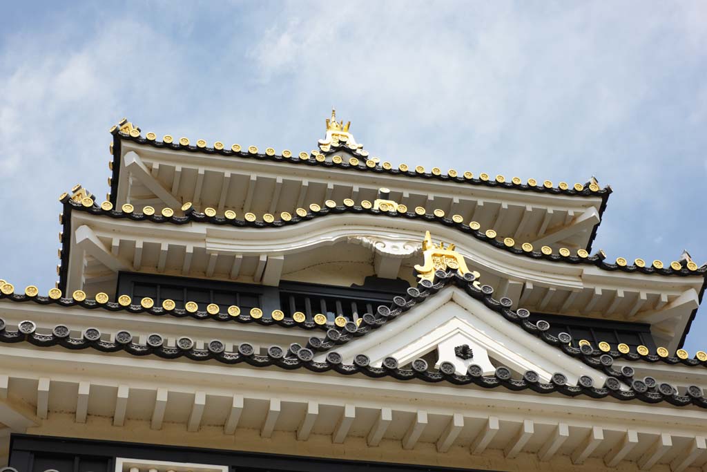 Foto, materiell, befreit, Landschaft, Bild, hat Foto auf Lager,Okayama-jo Burg, Burg, Der Burgturm, Krhen Sie Burg, 