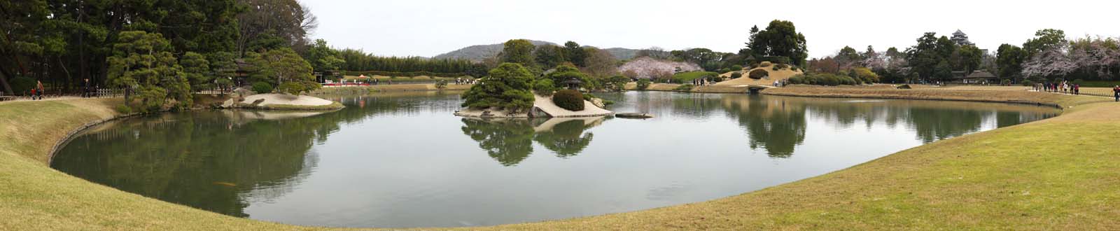 fotografia, material, livra, ajardine, imagine, proveja fotografia,A lagoa do Koraku-en Jardim pntano, barraca descansando, gramado, lagoa, Japons ajardina