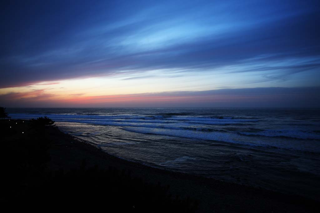 fotografia, material, livra, ajardine, imagine, proveja fotografia,O crepsculo do Mar de Japo, onda, O mar, nuvem, Quietude