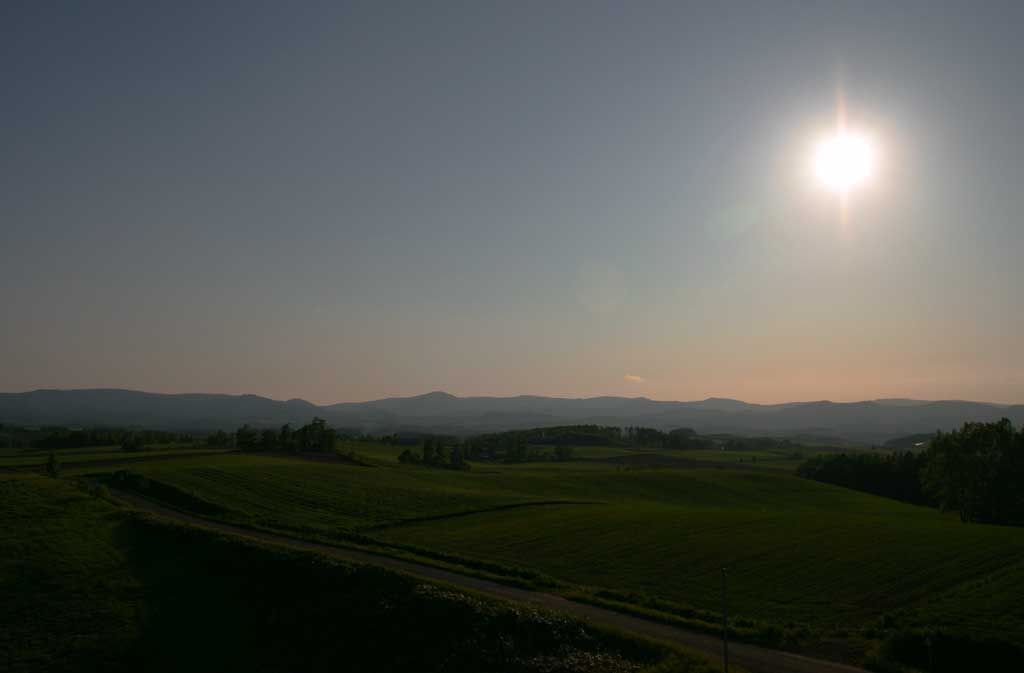 Foto, materiell, befreit, Landschaft, Bild, hat Foto auf Lager,Erbleichen Sie zinnoberroten ridgeline, Feld, Sonne, Himmel, das Setzen von Sonne