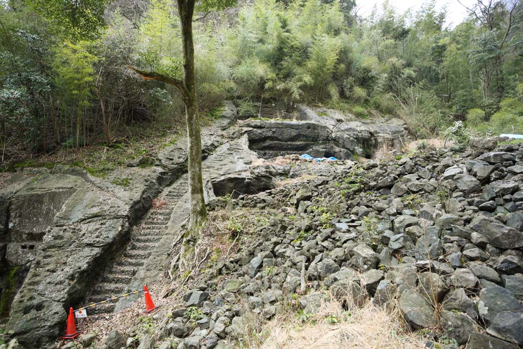 fotografia, materiale, libero il panorama, dipinga, fotografia di scorta,Un veleno di ratto di arsenicale da traccia di villaggio di Iwami-argento-miniera, Gradini, Resti, La galleria, Somo