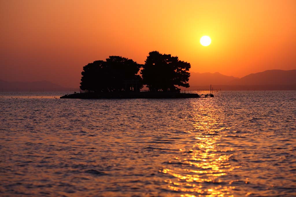 foto,tela,gratis,paisaje,fotografa,idea,El sol poniente de Lake Shinji - ko, El sol, La superficie del agua, Isla de novia, 100 selecciones del sol poniente japons