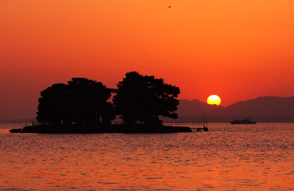 foto,tela,gratis,paisaje,fotografa,idea,El sol poniente de Lake Shinji - ko, El sol, La superficie del agua, Isla de novia, 100 selecciones del sol poniente japons