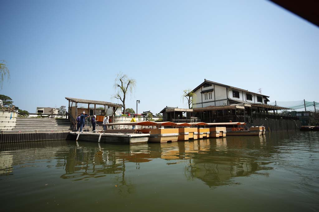 fotografia, materiale, libero il panorama, dipinga, fotografia di scorta,Matsue-jo Castello che fa il turista nave, Facendo il turista nave, nave, fossato, La superficie dell'acqua