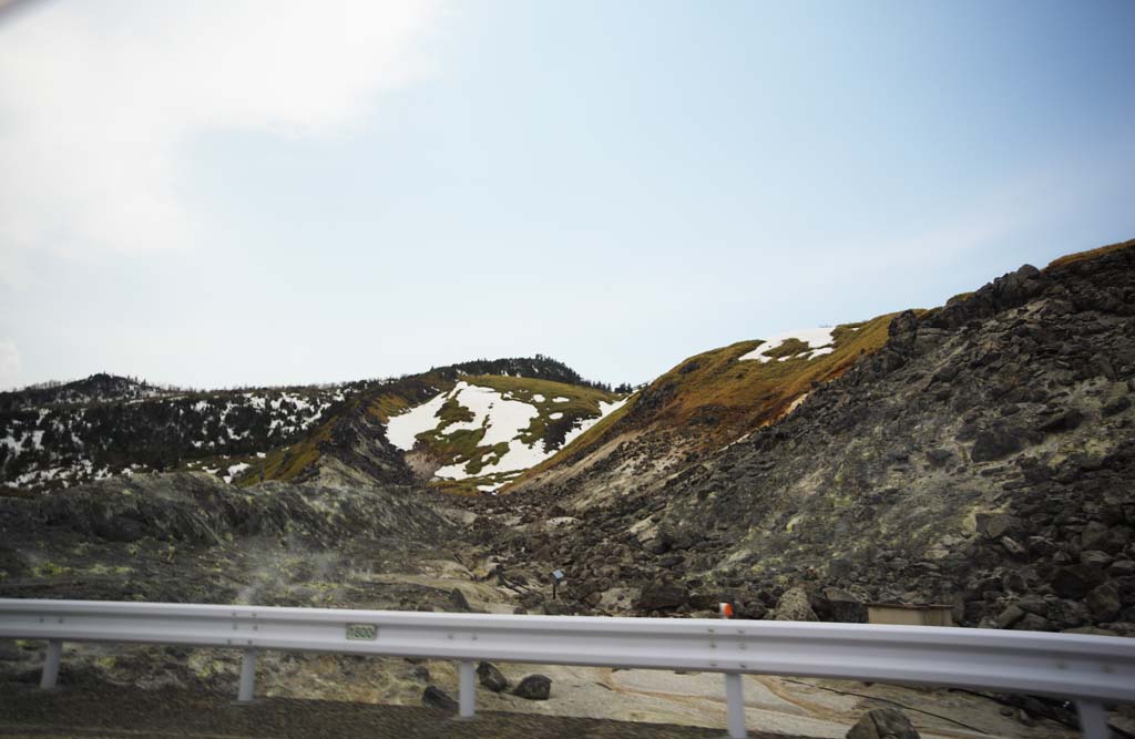 photo, la matire, libre, amnage, dcrivez, photo de la rserve,Kusatsu Mt. Valle d'enfer Shirane, pierre, ciel bleu, haute montagne, Sulfide de l'hydrogne