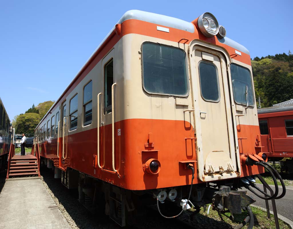 photo, la matire, libre, amnage, dcrivez, photo de la rserve,Un type public ferroviaire train diesel, voie ferre, Une orange, connecteur, voyageur