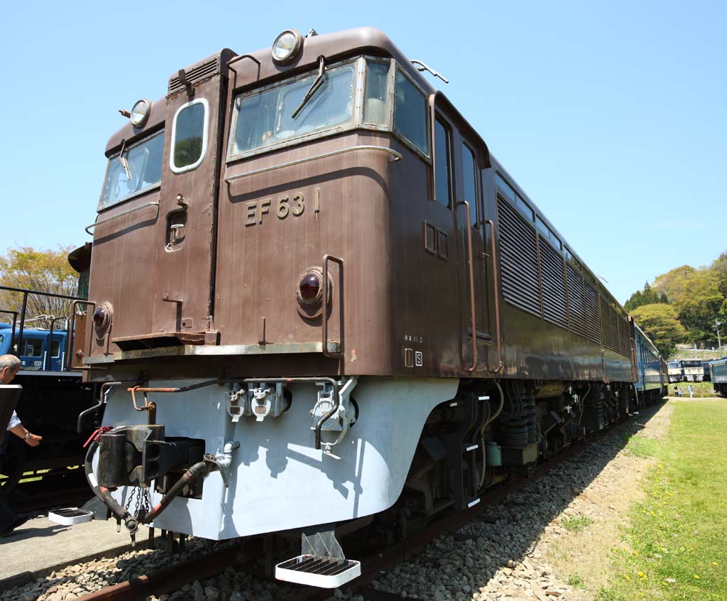 Foto, materieel, vrij, landschap, schilderstuk, bevoorraden foto,Spoorweg galvanism locomotief EF63, Spoorweg, Bankier motor, Usui lijnen, Stijle helling