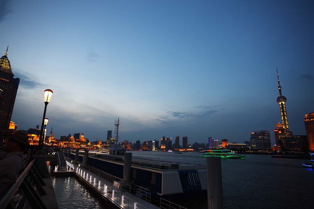 Foto, materieel, vrij, landschap, schilderstuk, bevoorraden foto,Huangpu Jiang, Ik maak het boven aan, Overzetboot, Een buiten ruwwe zee, Torenflat