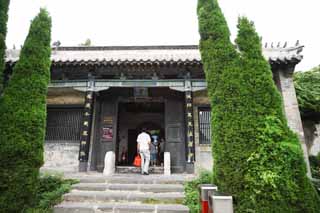 photo,material,free,landscape,picture,stock photo,Creative Commons,PenglaiPavilion sky Empress shrine, I am wooden, lattice door, garden plant, sightseeing spot