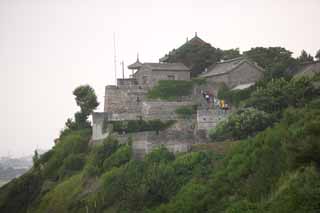 Foto, materieel, vrij, landschap, schilderstuk, bevoorraden foto,Penglai Bedeken met tenten, Fata morgana, Verheven gebouw, Chinees etenswaar, Bezoekende touristenplaats stip