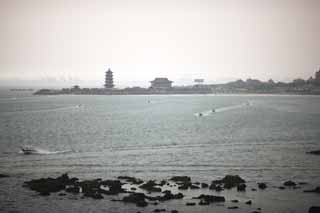 Foto, materiell, befreit, Landschaft, Bild, hat Foto auf Lager,Der hypereight legendres Zauberer-Meer, Fata Morgana, hohes Gebude, Chinesisches Essen, das Besichtigen von Stelle