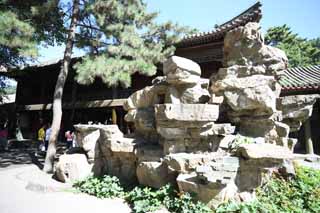 photo,material,free,landscape,picture,stock photo,Creative Commons,A summering mountain cottage, I am wooden, sacred mountain scenic spot, rock, Ch'ing